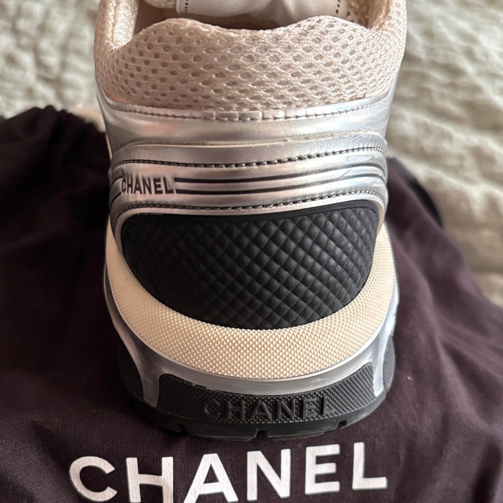CHANEL Metallic Silver and Gray Sneakers - Picture 3 of 11